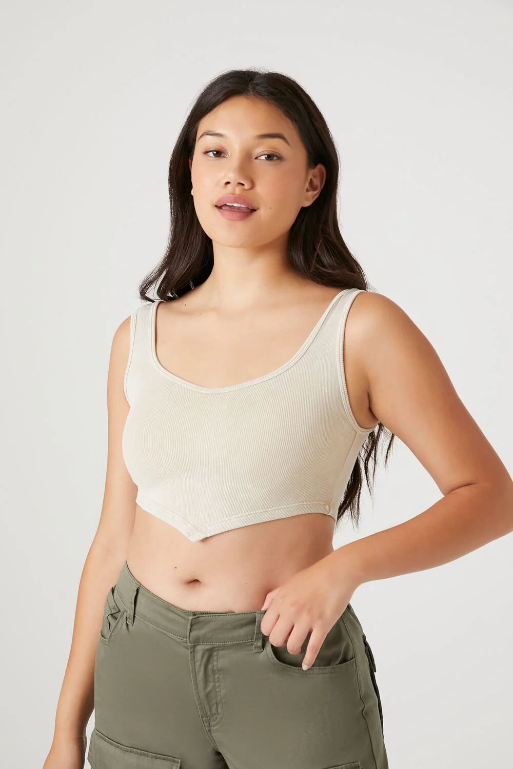 Seamless Ribbed V-Hem Tank Top - Image 6