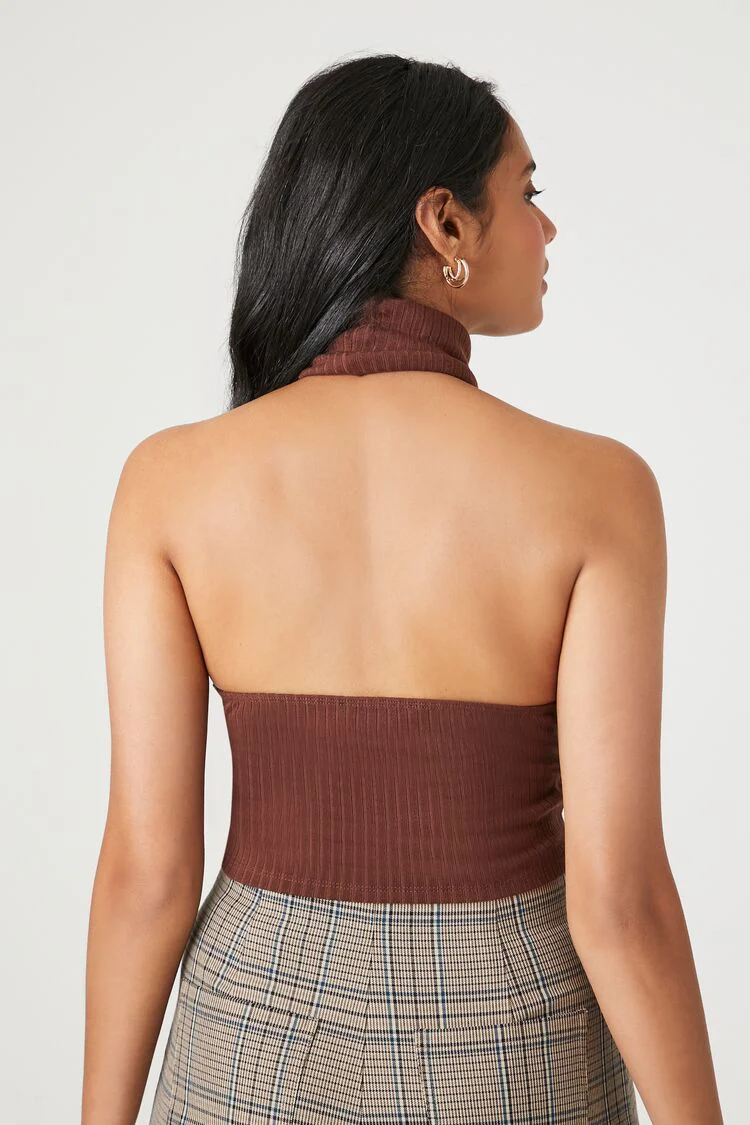 Turtleneck Halter V-Hem Top - Image 3