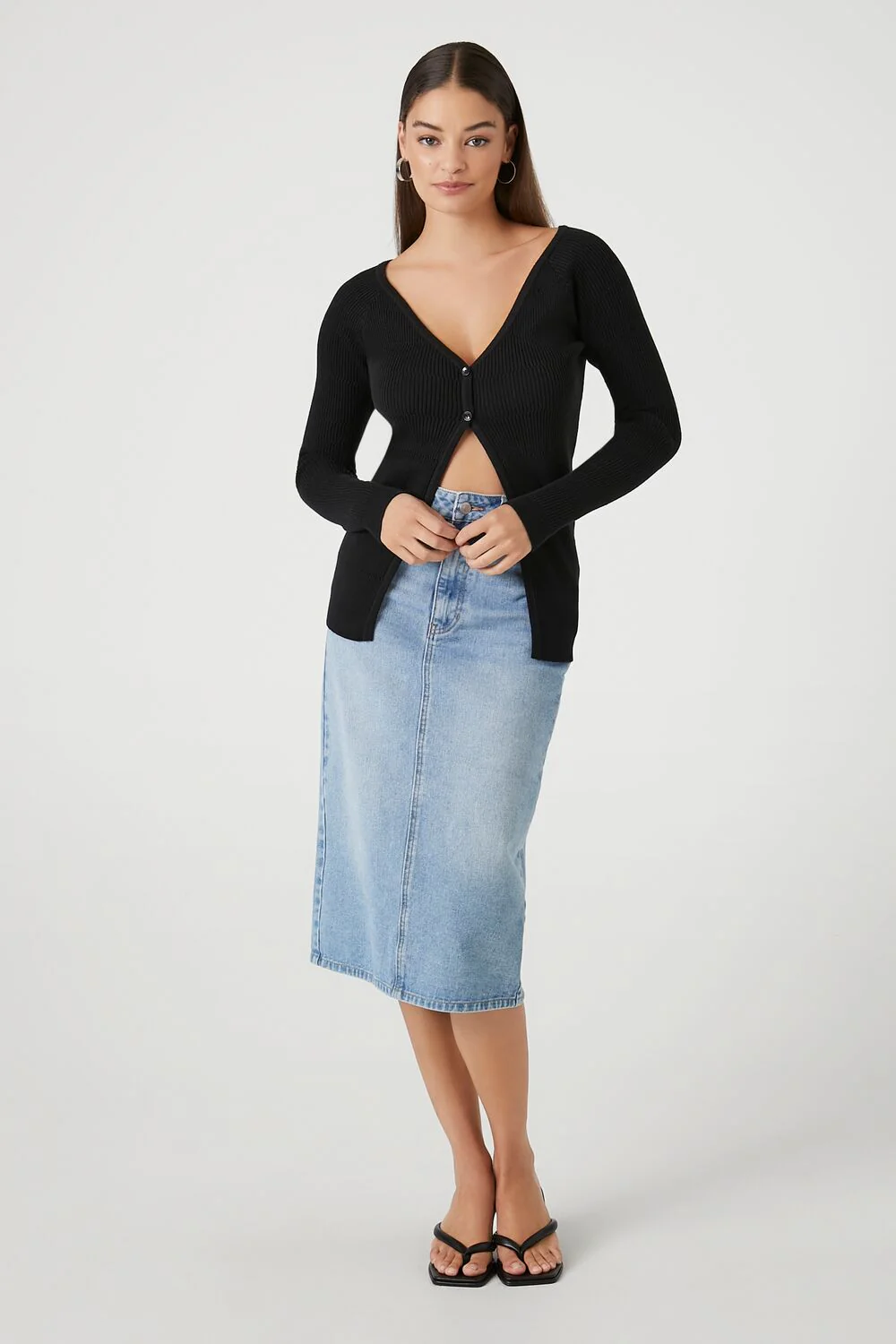 Split-Hem Cardigan Sweater - Image 4