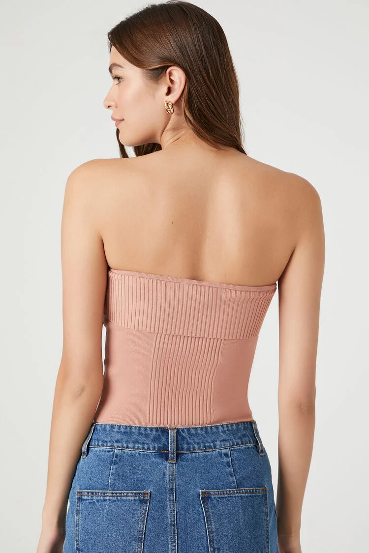 Ribbed Knit Tube Top - Image 8