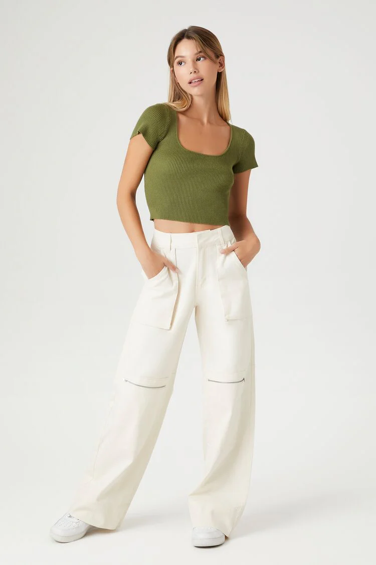 Sweater-Knit Square-Neck Crop Top - Image 15