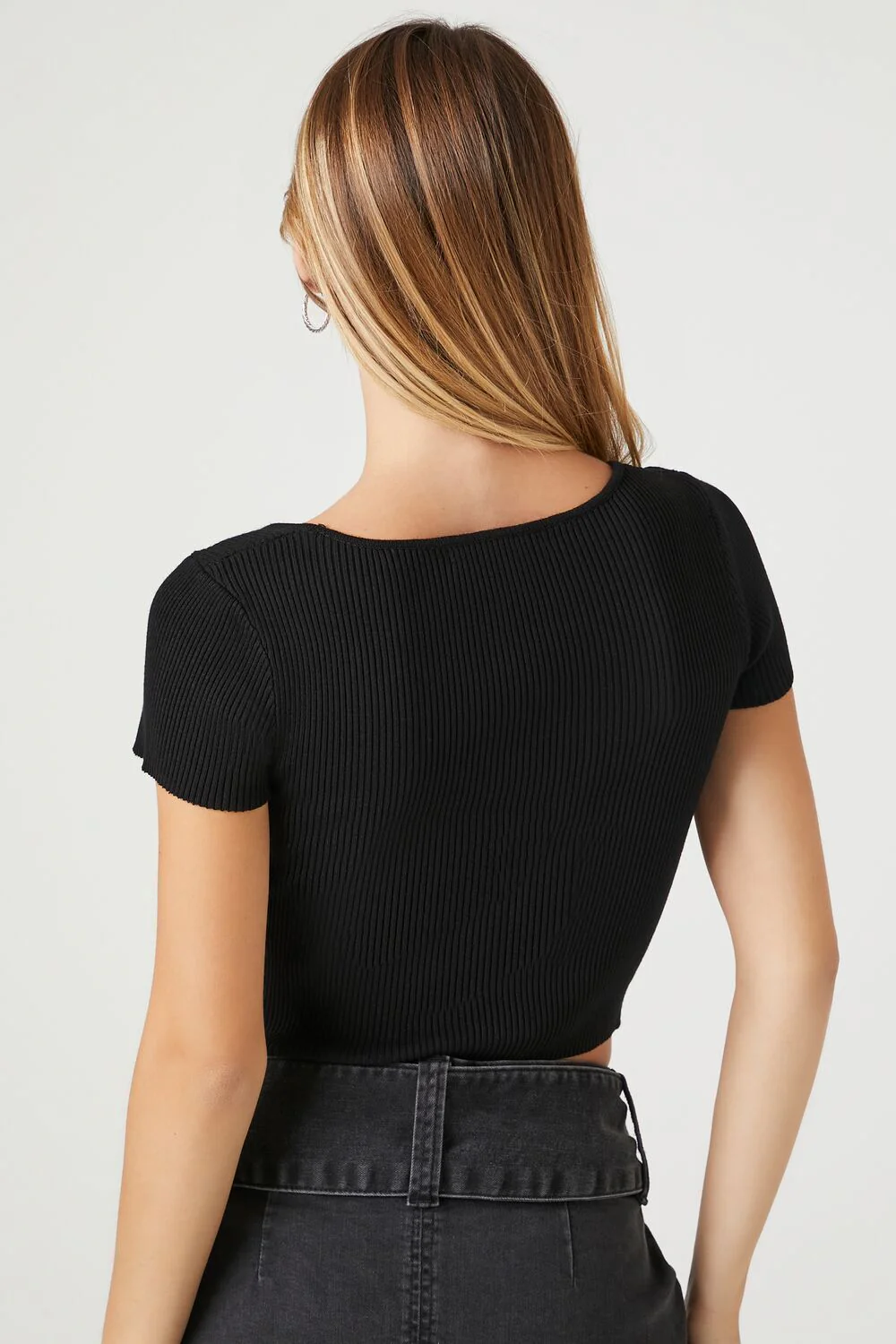 Sweater-Knit Square-Neck Crop Top - Image 3
