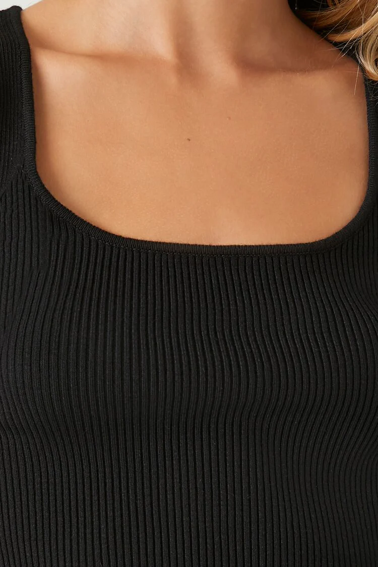 Sweater-Knit Square-Neck Crop Top - Image 5