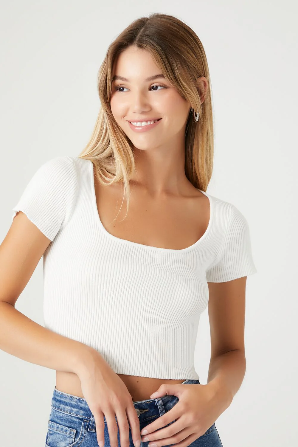 Sweater-Knit Square-Neck Crop Top - Image 7