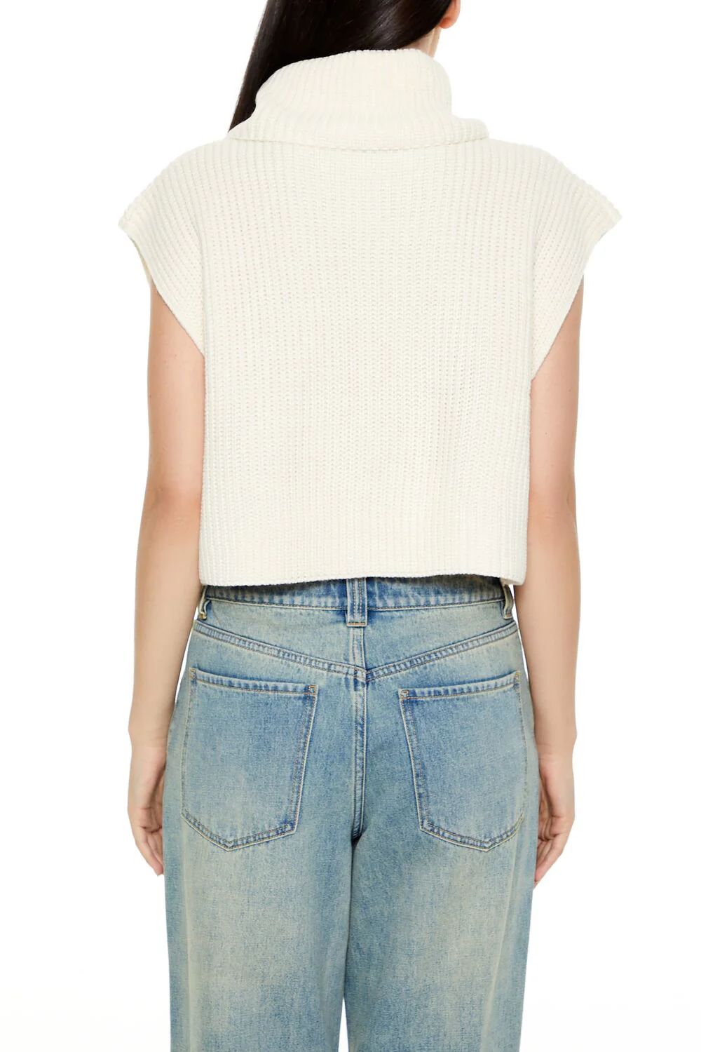 Cropped Sleeveless Turtleneck Sweater - Image 10