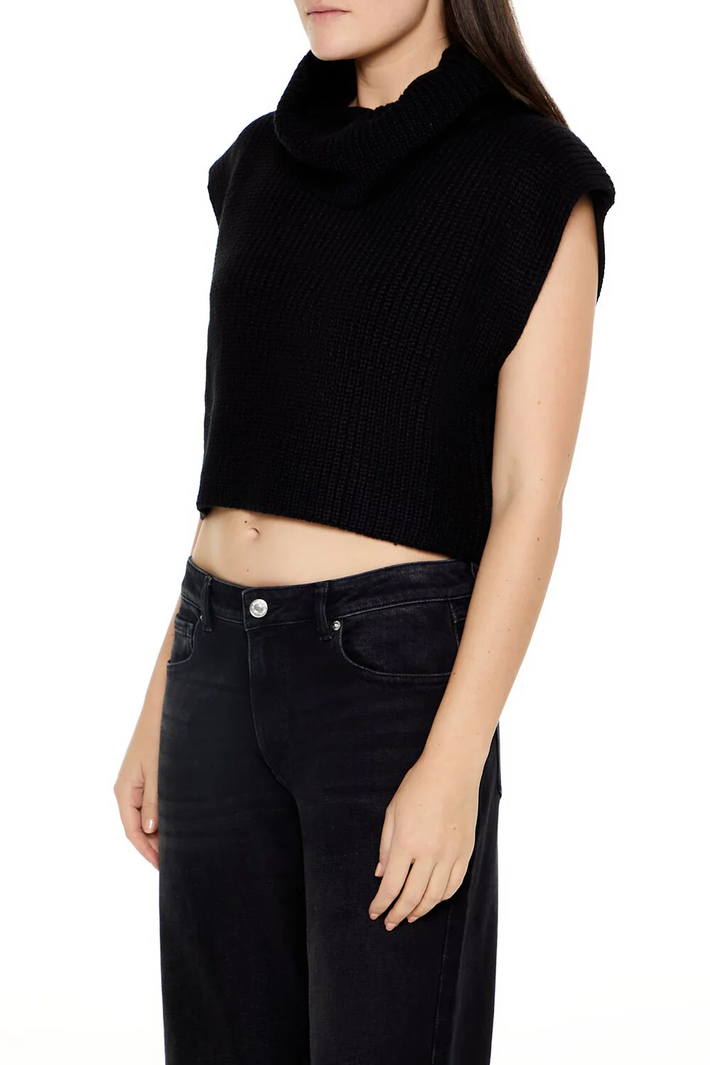 Cropped Sleeveless Turtleneck Sweater - Image 4