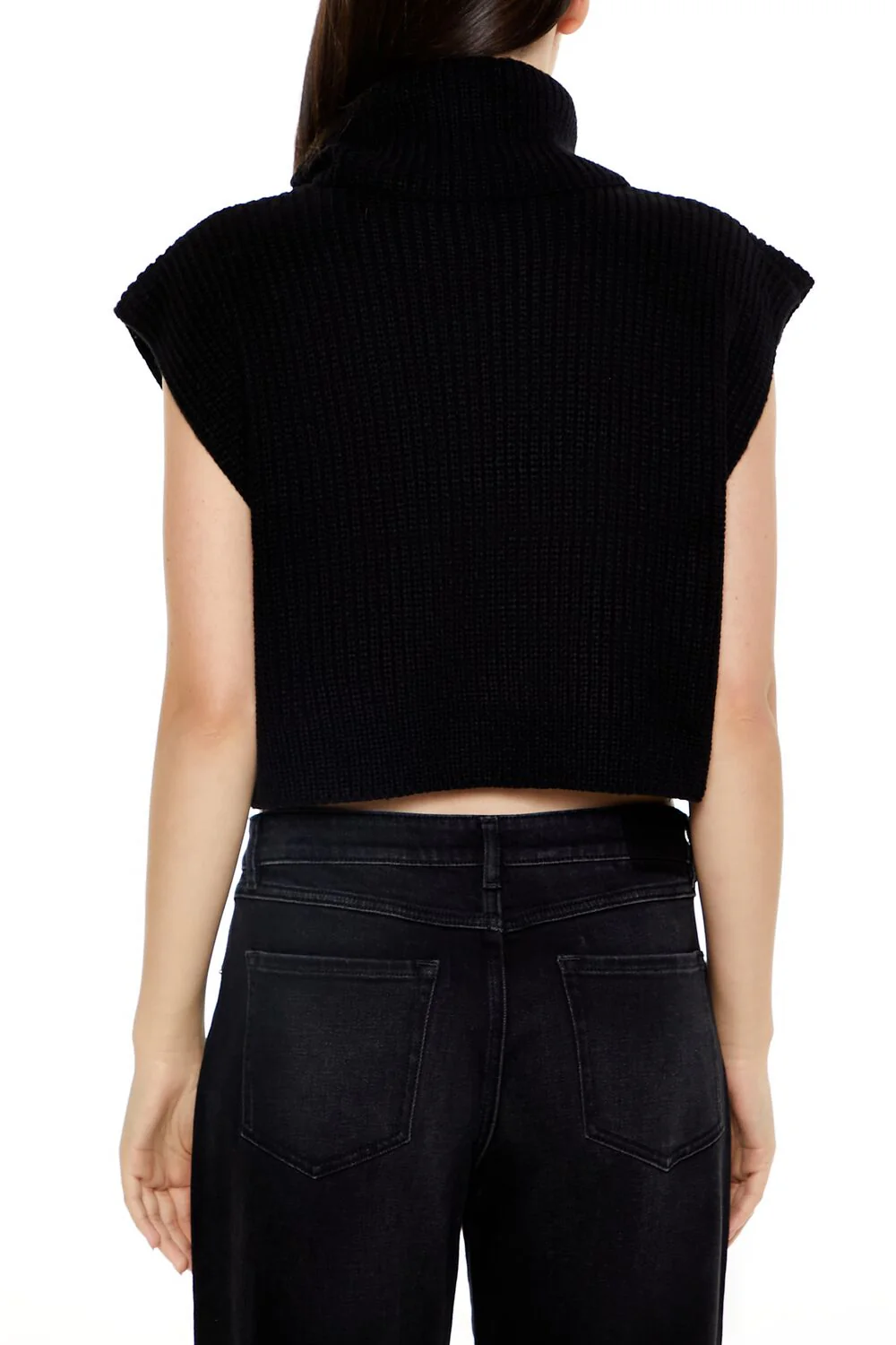 Cropped Sleeveless Turtleneck Sweater - Image 5