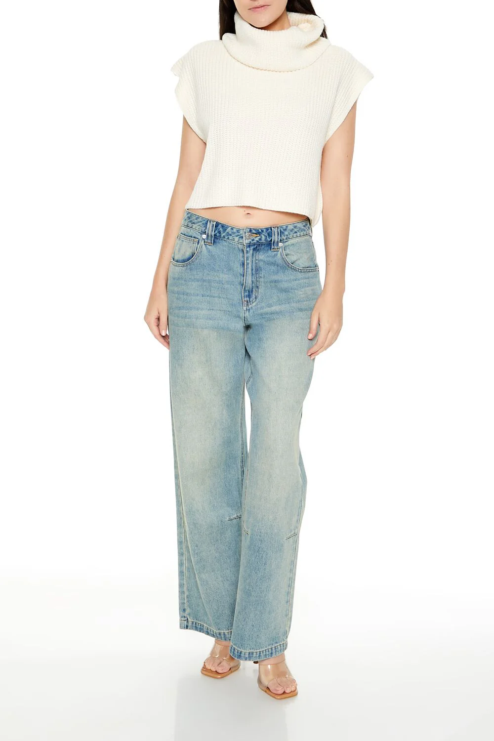 Cropped Sleeveless Turtleneck Sweater - Image 7