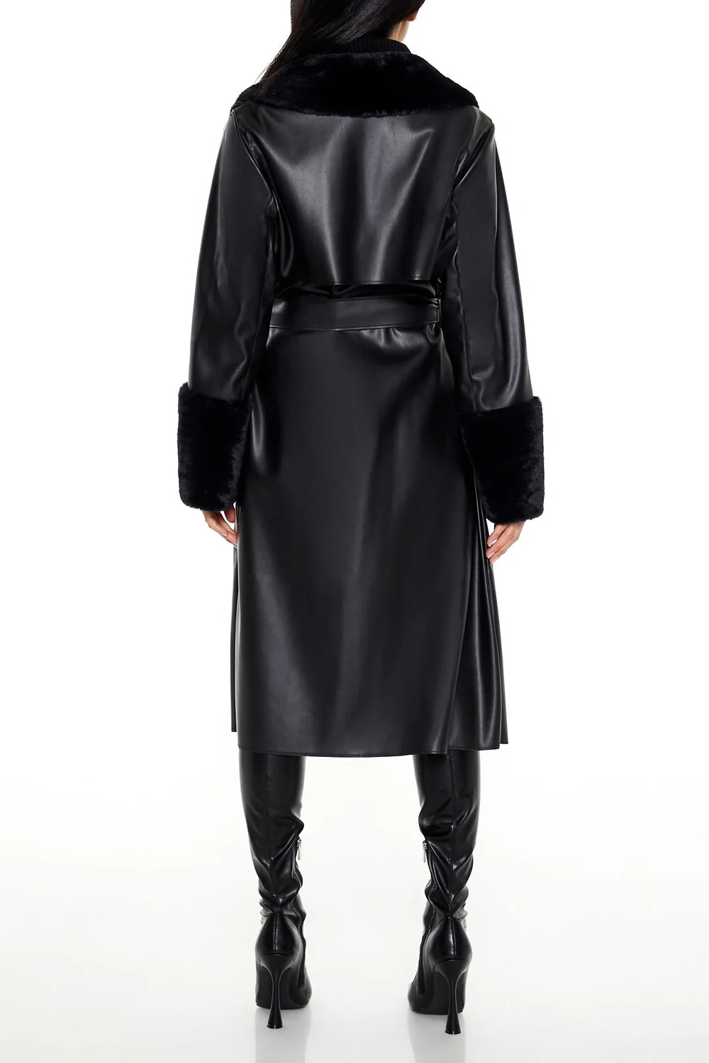Faux Fur-Trim Trench Coat - Image 4