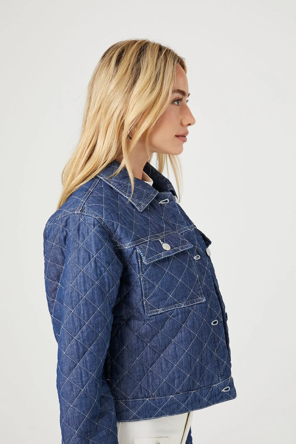 Quilted Denim Trucker Jacket - Image 2
