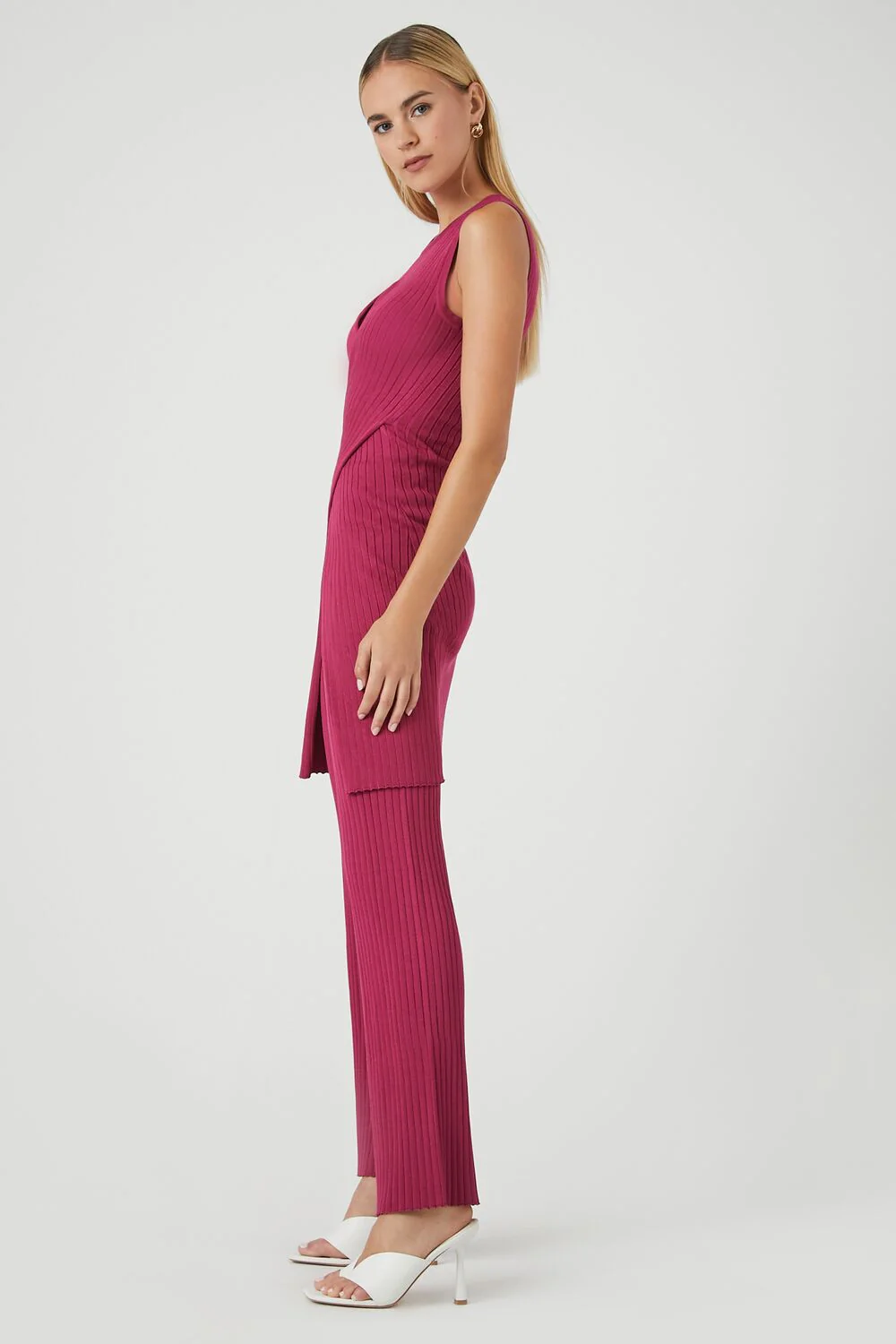 Sweater Knit Surplice Tunic & Pants Set - Image 2