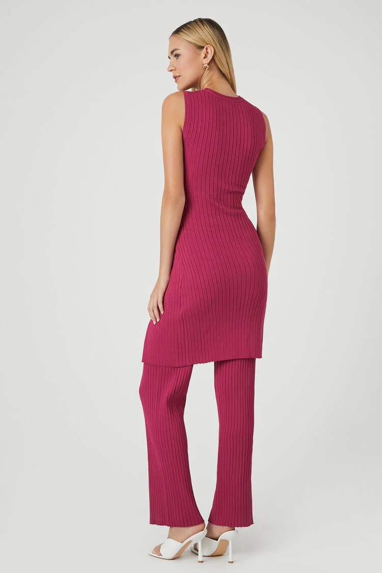 Sweater Knit Surplice Tunic & Pants Set - Image 3