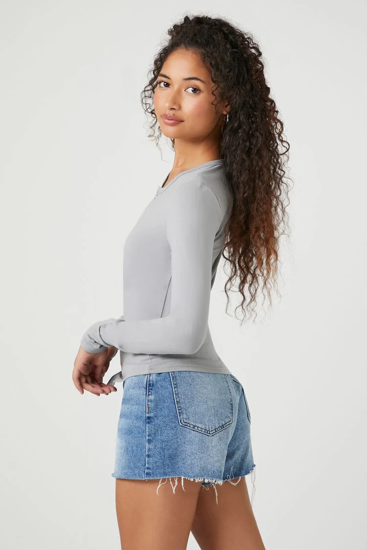 Button-Front Long-Sleeve Top - Image 2