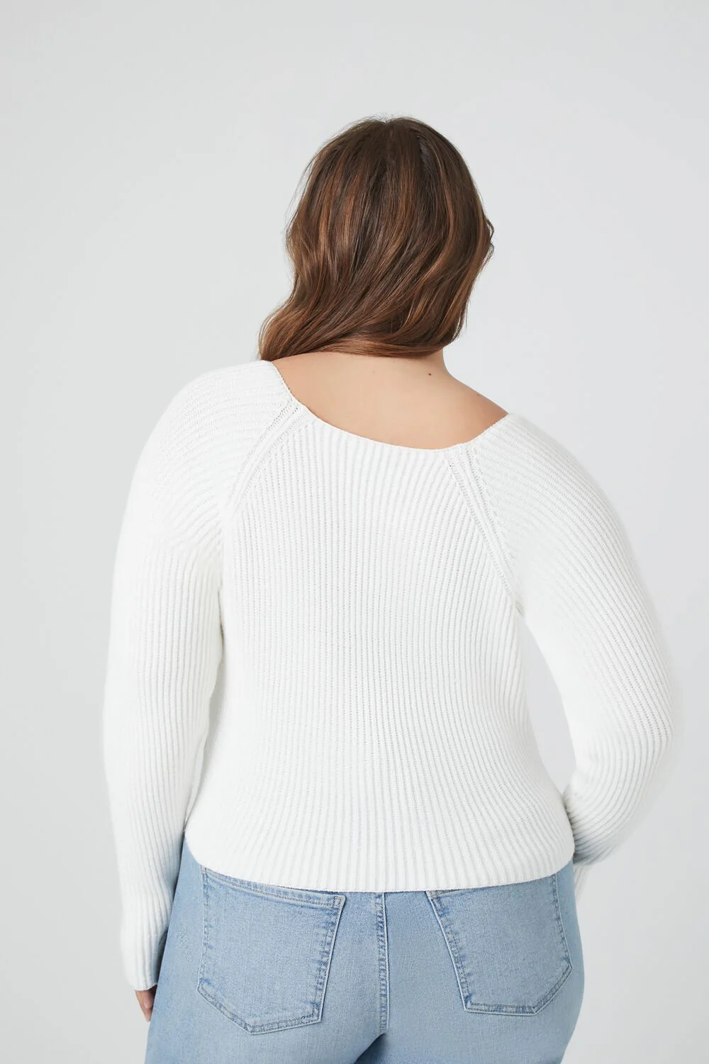 Plus Size Ribbed V-Neck Sweater - Image 3