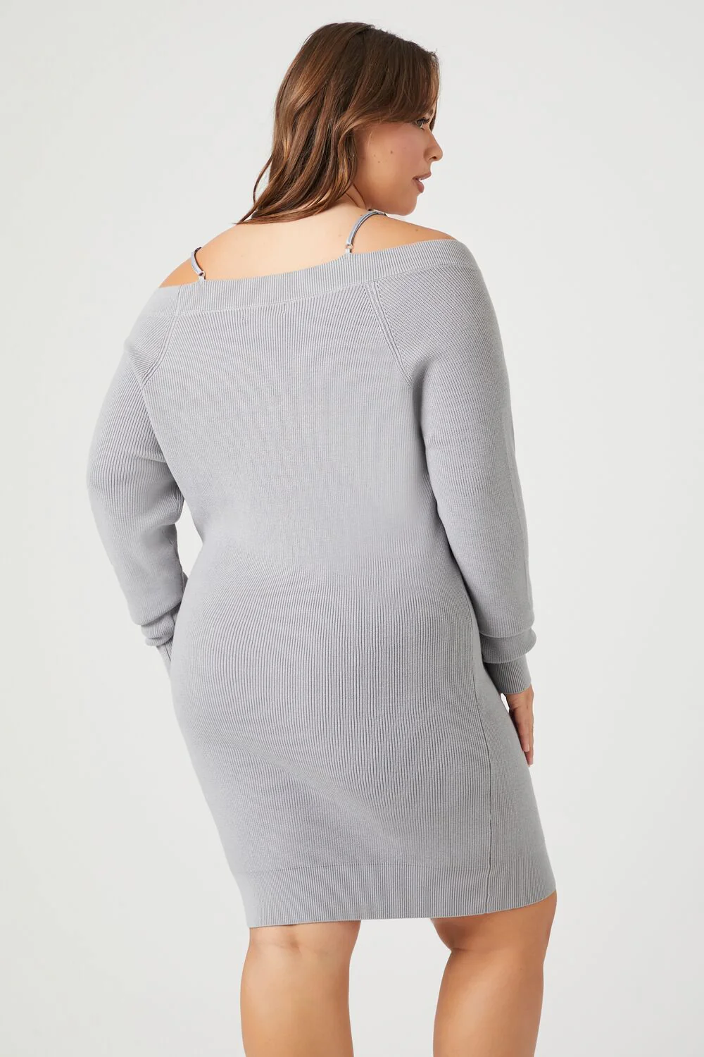 Plus Size Open-Shoulder Mini Sweater Dress - Image 4
