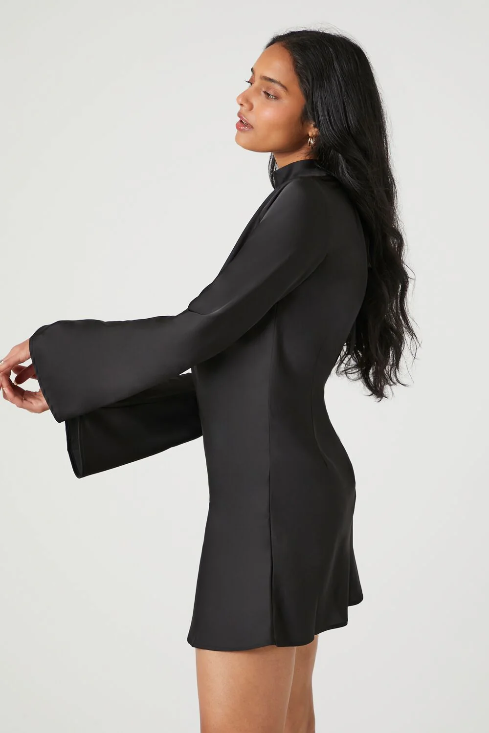 Satin Mock Neck Mini Dress - Image 2