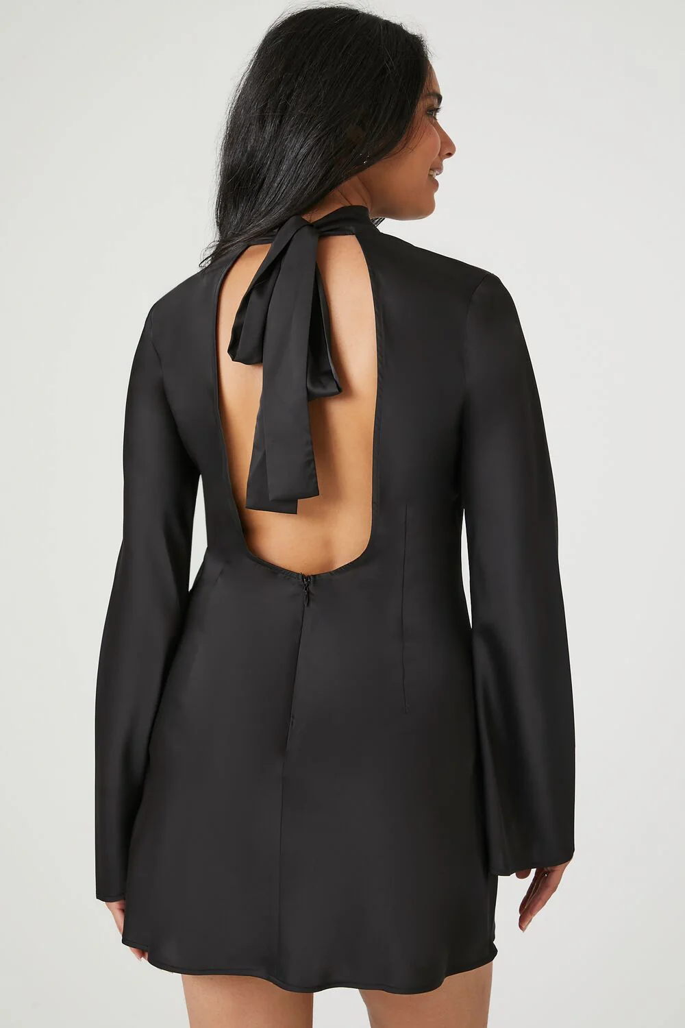 Satin Mock Neck Mini Dress - Image 3