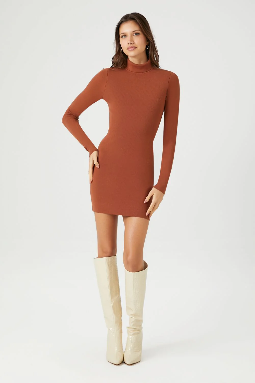 Turtleneck Mini Sweater Dress - Image 11