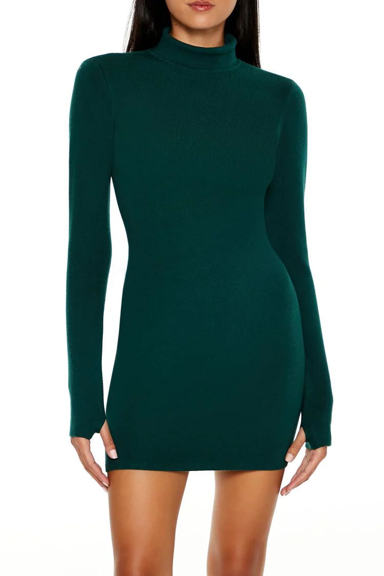 Turtleneck Mini Sweater Dress - Image 22