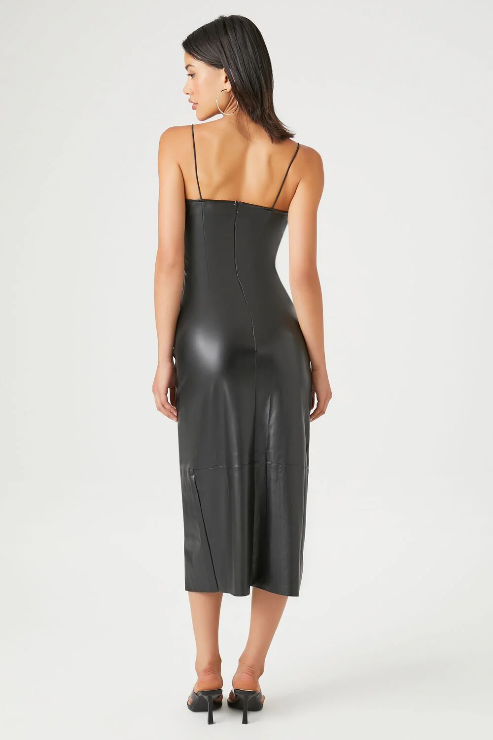 Faux Leather Bodycon Slit Dress - Image 3