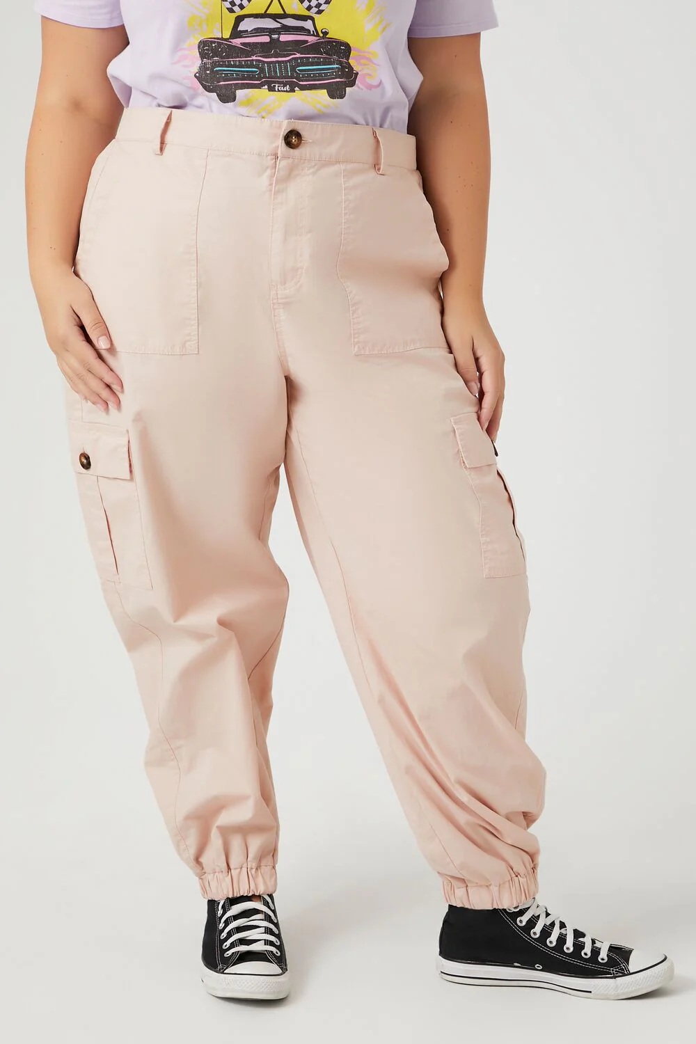 Plus Size Cotton Cargo Joggers - Image 2