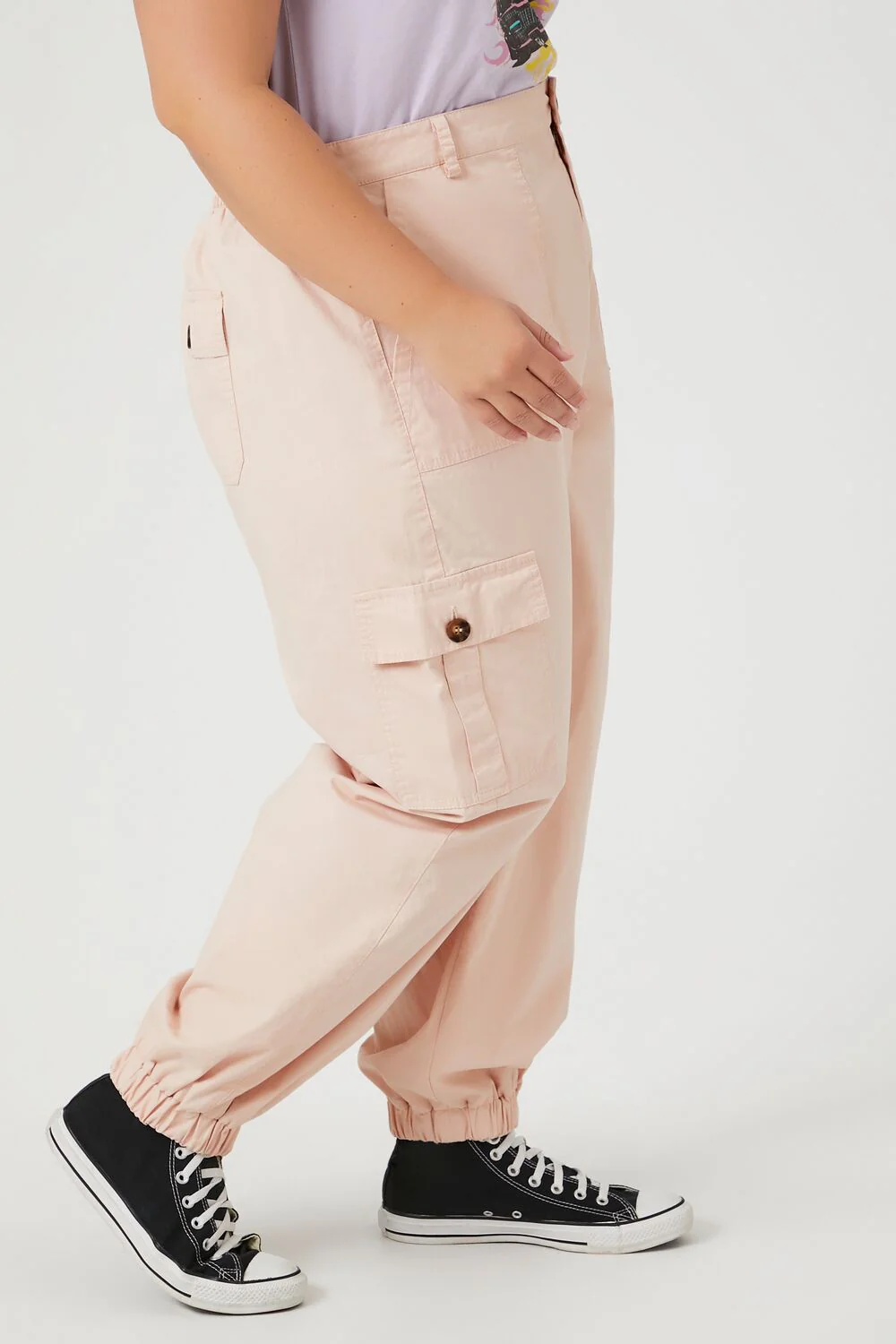 Plus Size Cotton Cargo Joggers - Image 3