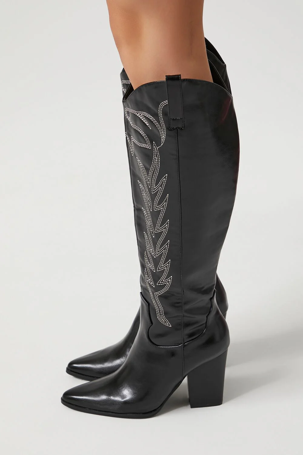 Faux Patent Leather Cowboy Boots - Image 2