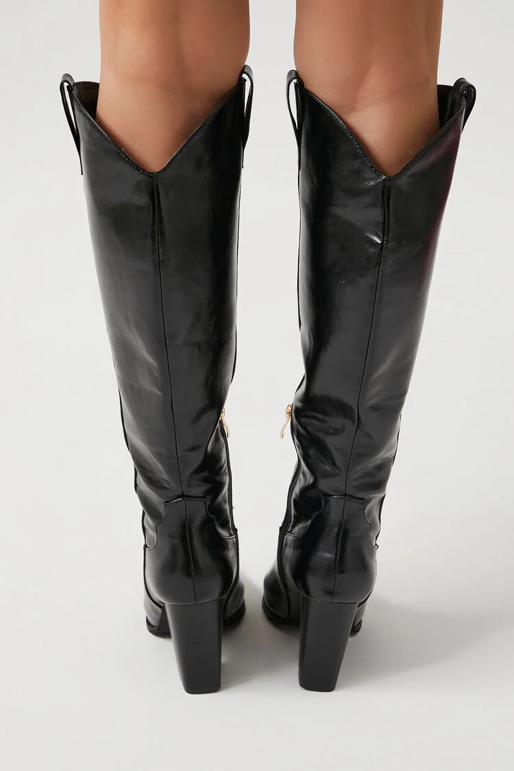 Faux Patent Leather Cowboy Boots - Image 3