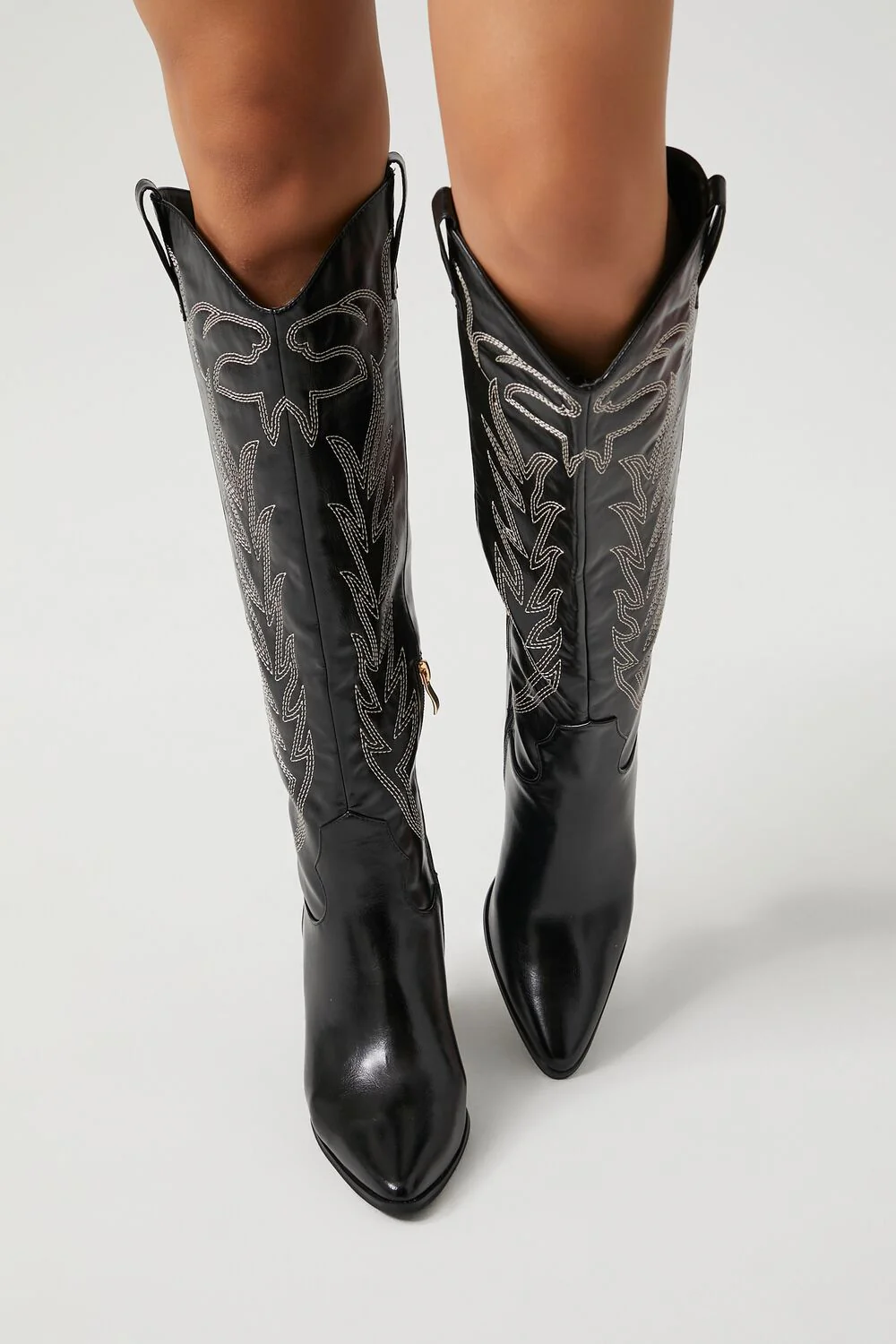 Faux Patent Leather Cowboy Boots - Image 4