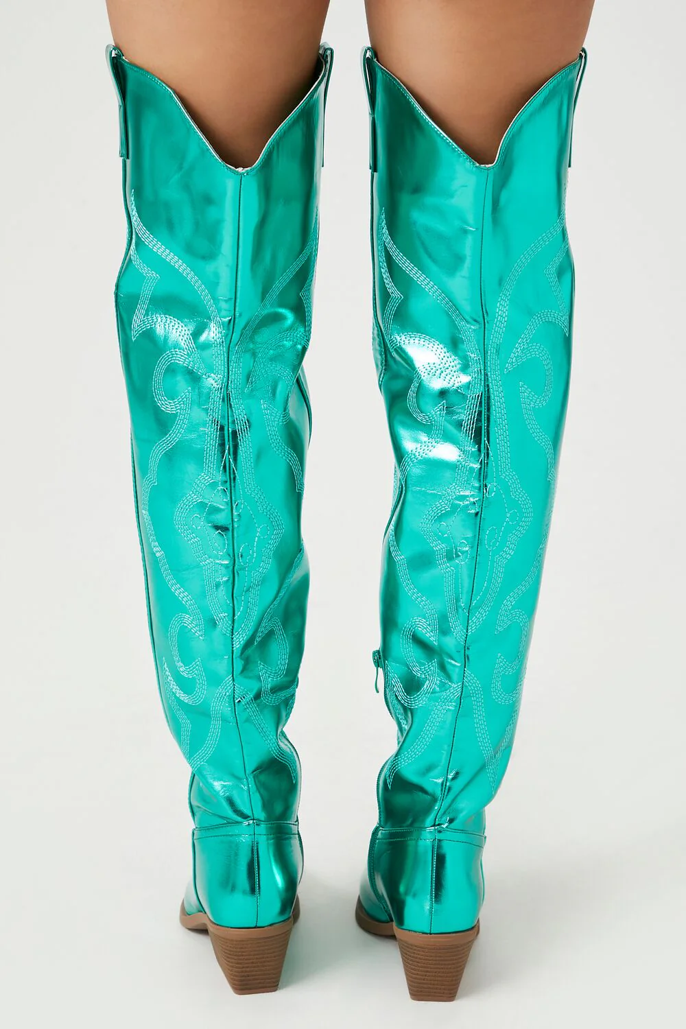 Metallic Knee-High Cowboy Boots - Image 3