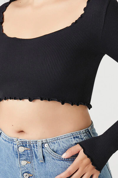 Seamless Lettuce-Edge Crop Top - Image 5
