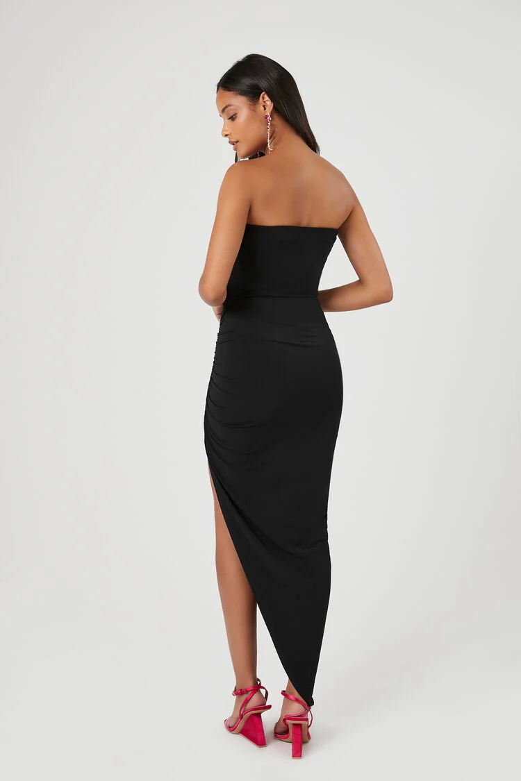 Strapless Ruched Midi Dress - Image 3