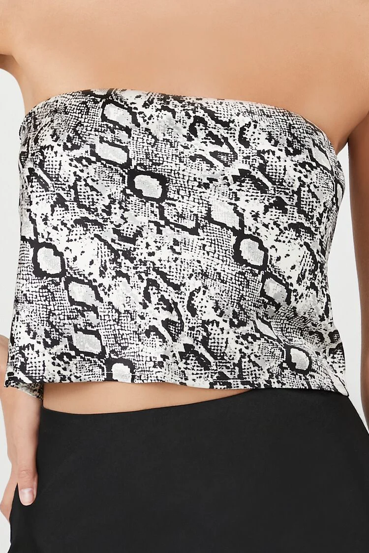 Satin Snake Print Tube Top - Image 5