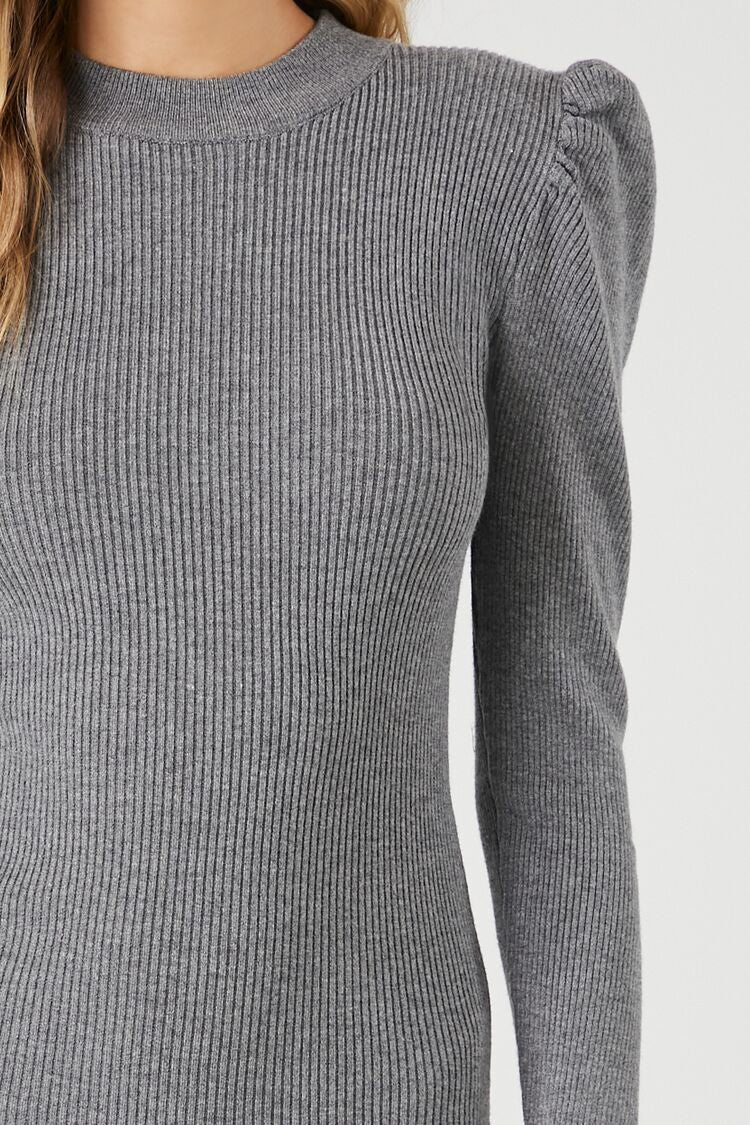 Puff-Sleeve Mini Sweater Dress - Image 10