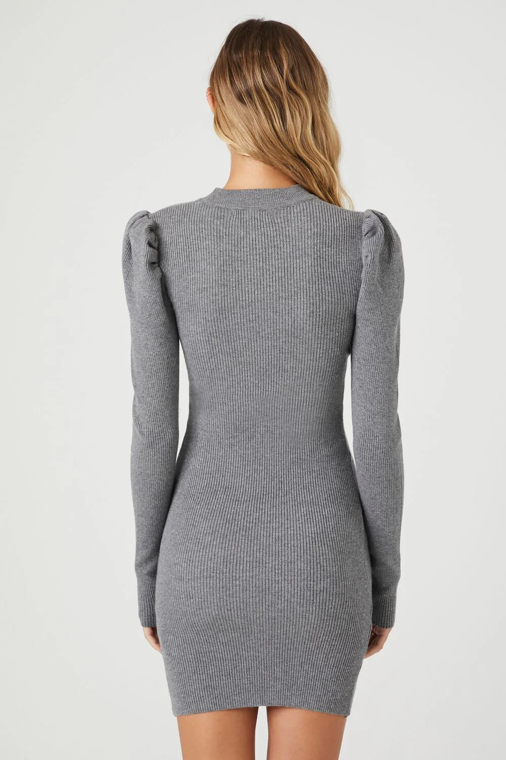 Puff-Sleeve Mini Sweater Dress - Image 9