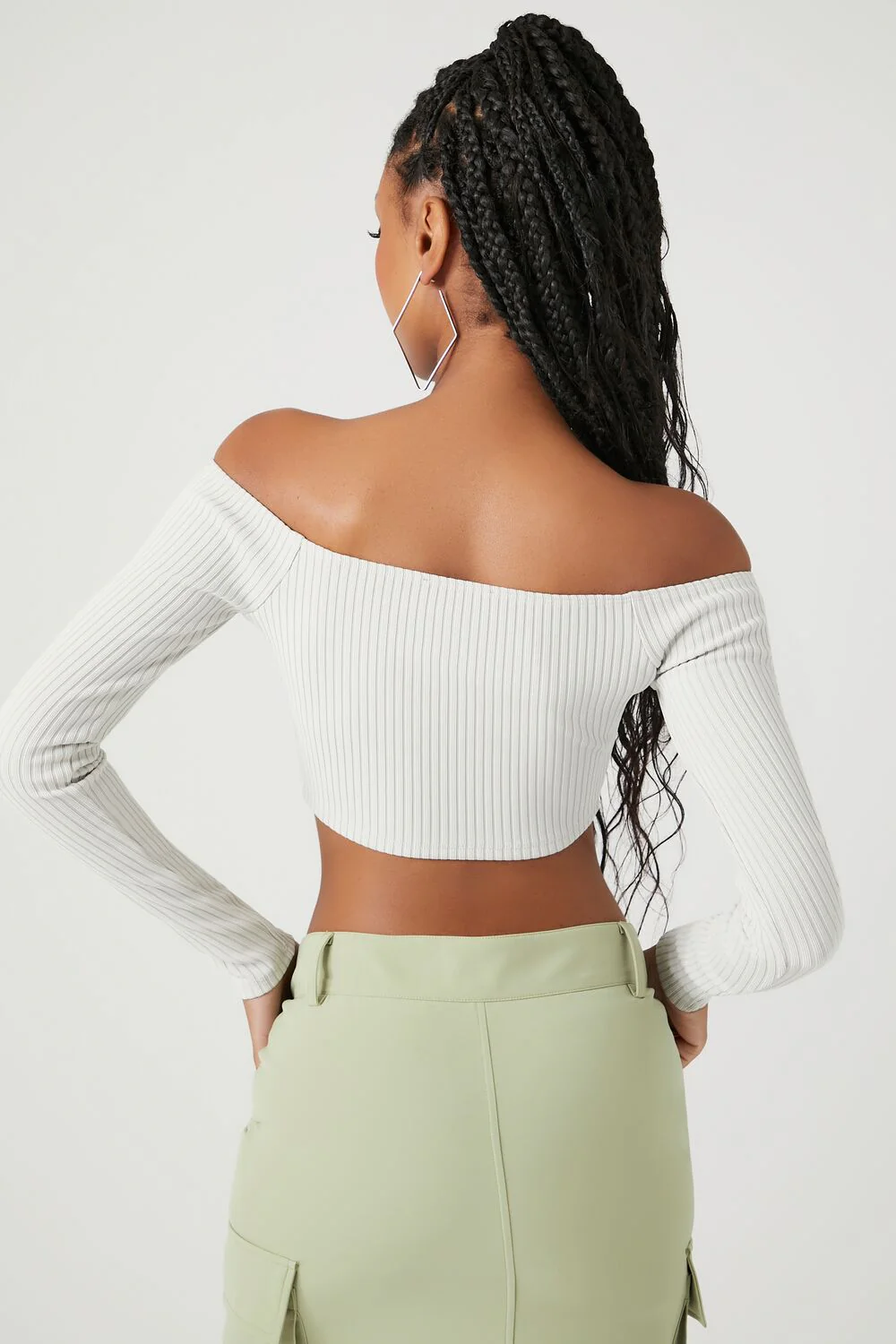 Ribbed Off-the-Shoulder Crop Top - Image 3