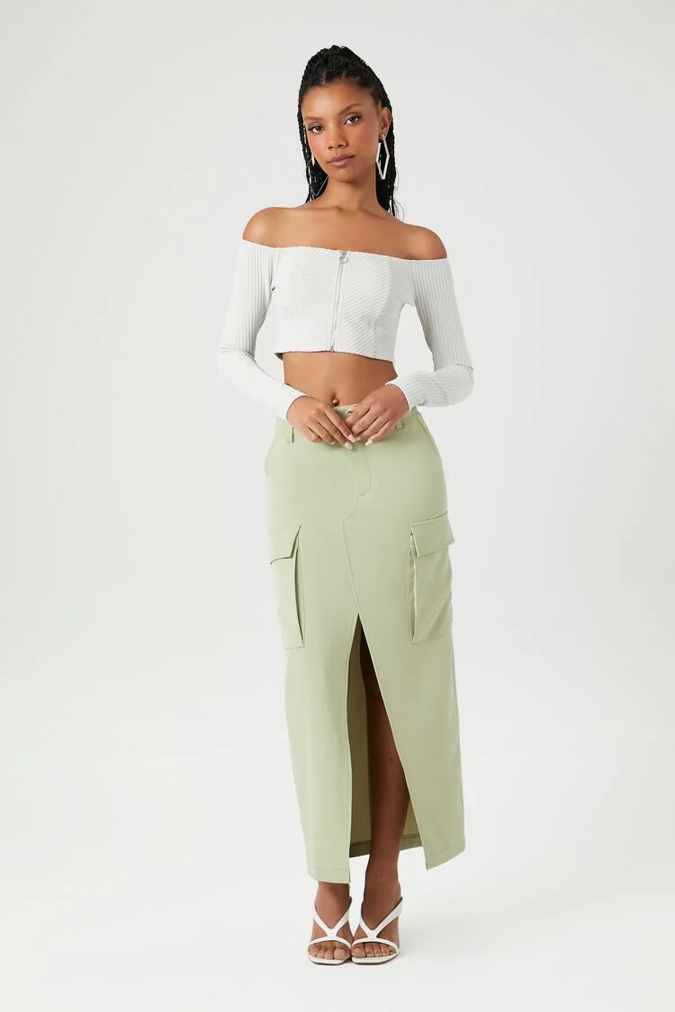 Ribbed Off-the-Shoulder Crop Top - Image 4