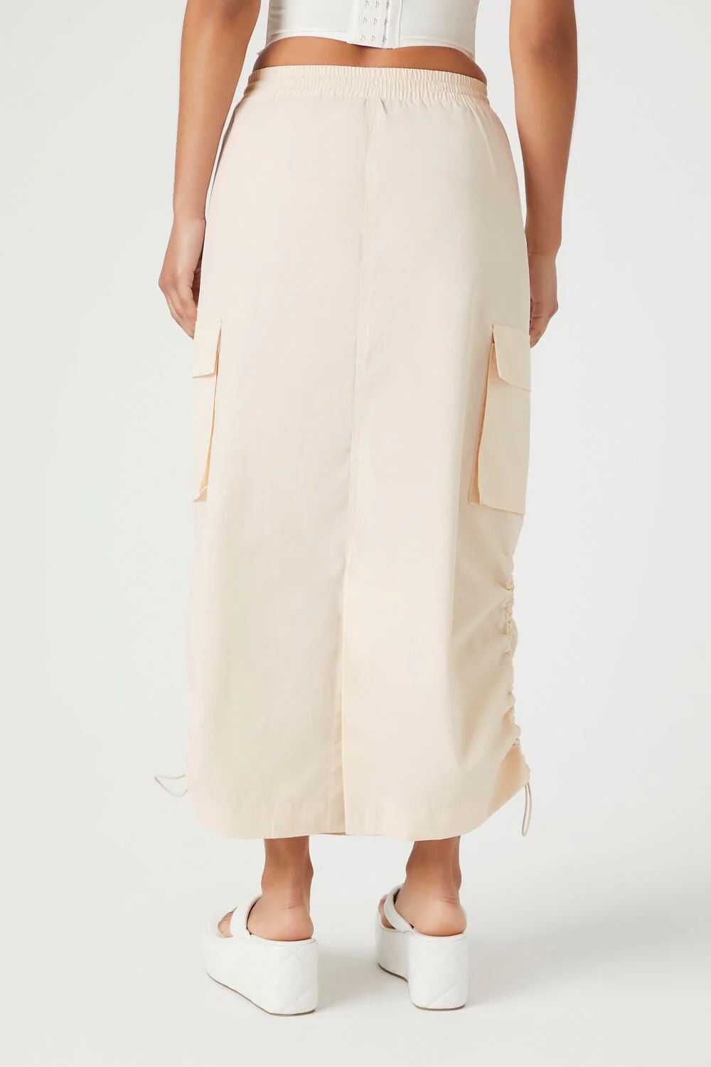 Toggle Drawstring Cargo Midi Skirt - Image 4