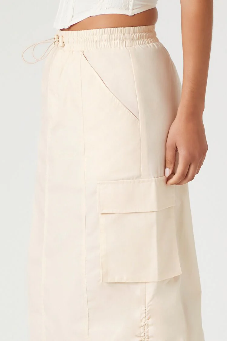 Toggle Drawstring Cargo Midi Skirt - Image 5