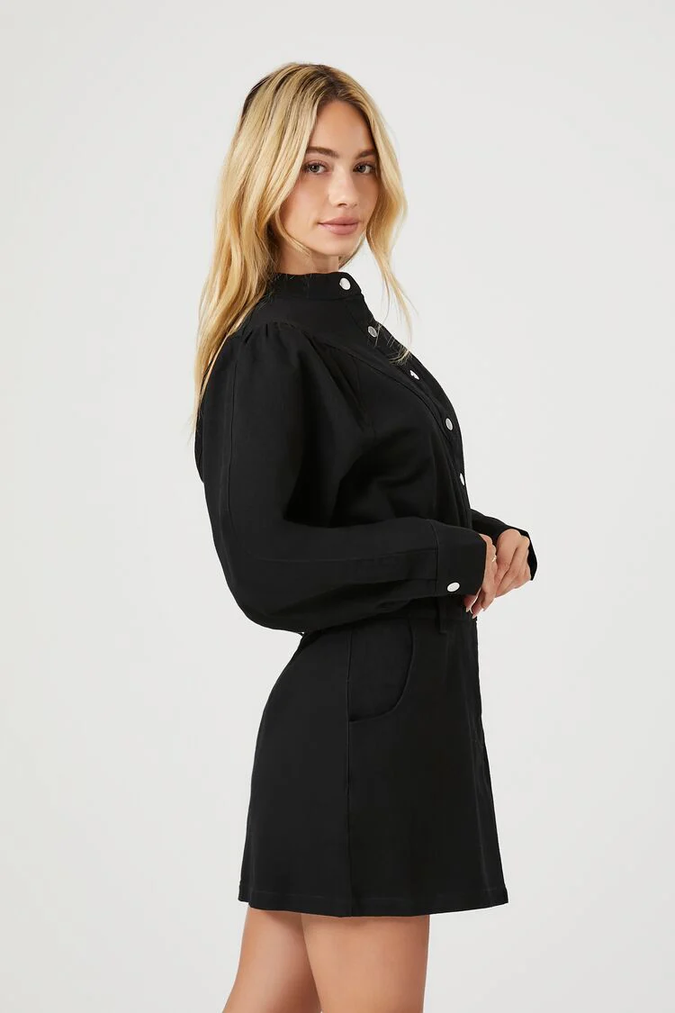 Twill Mock-Neck Mini Dress - Image 2