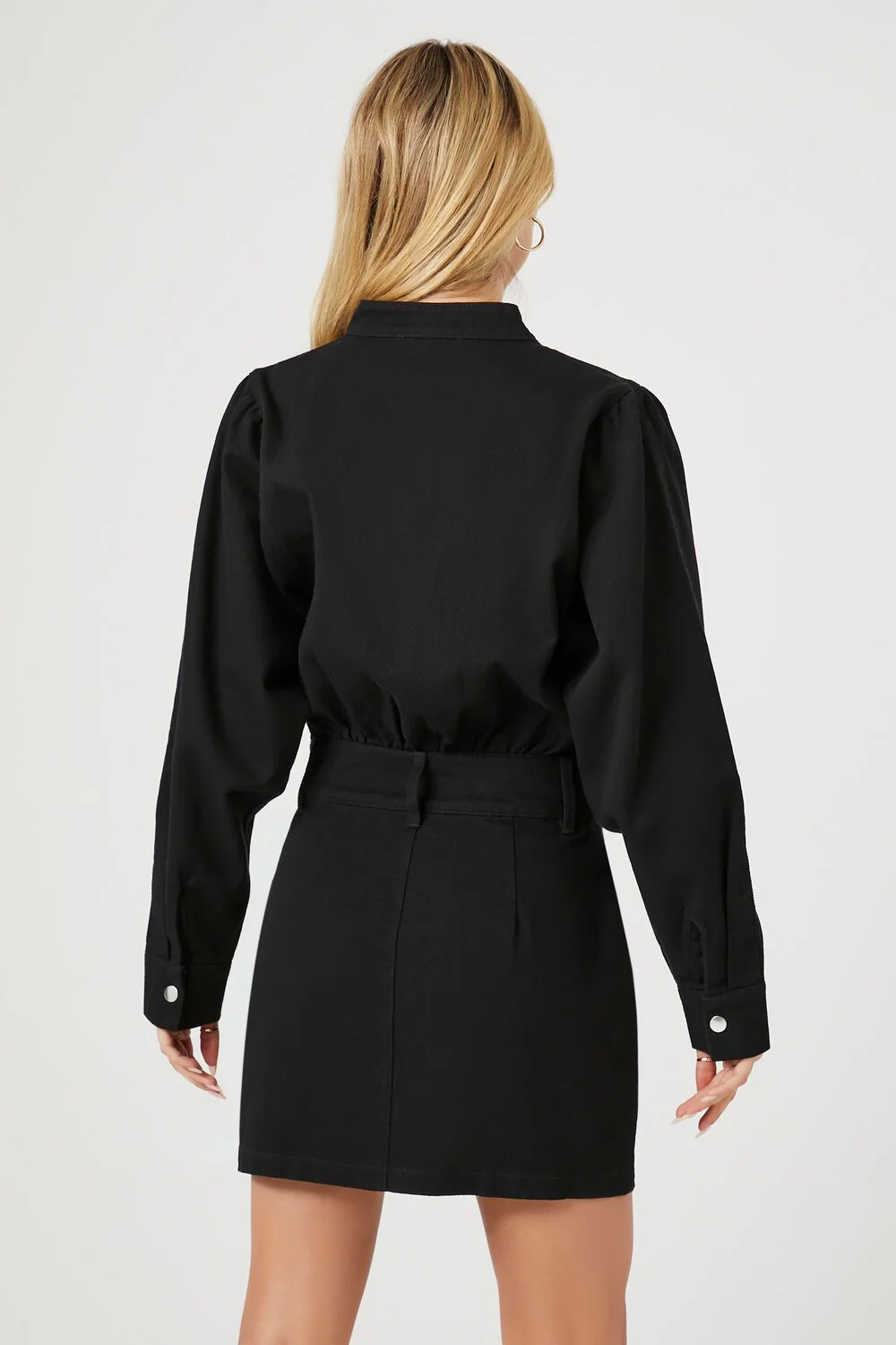 Twill Mock-Neck Mini Dress - Image 3