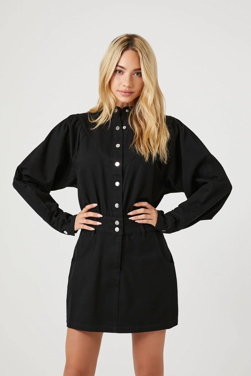 Twill Mock-Neck Mini Dress - Image 4