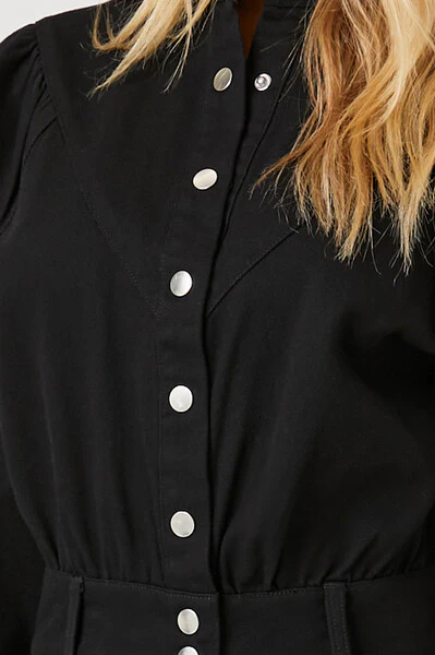 Twill Mock-Neck Mini Dress - Image 5