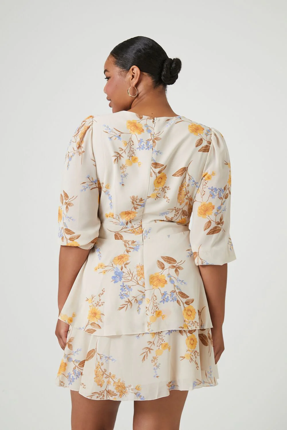 Plus Size Floral Tiered Ruffle Mini Dress - Image 3