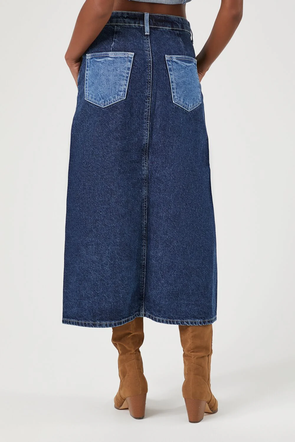 Colorblock Denim Midi Skirt - Image 4