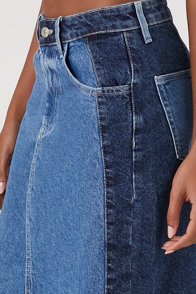 Colorblock Denim Midi Skirt - Image 6