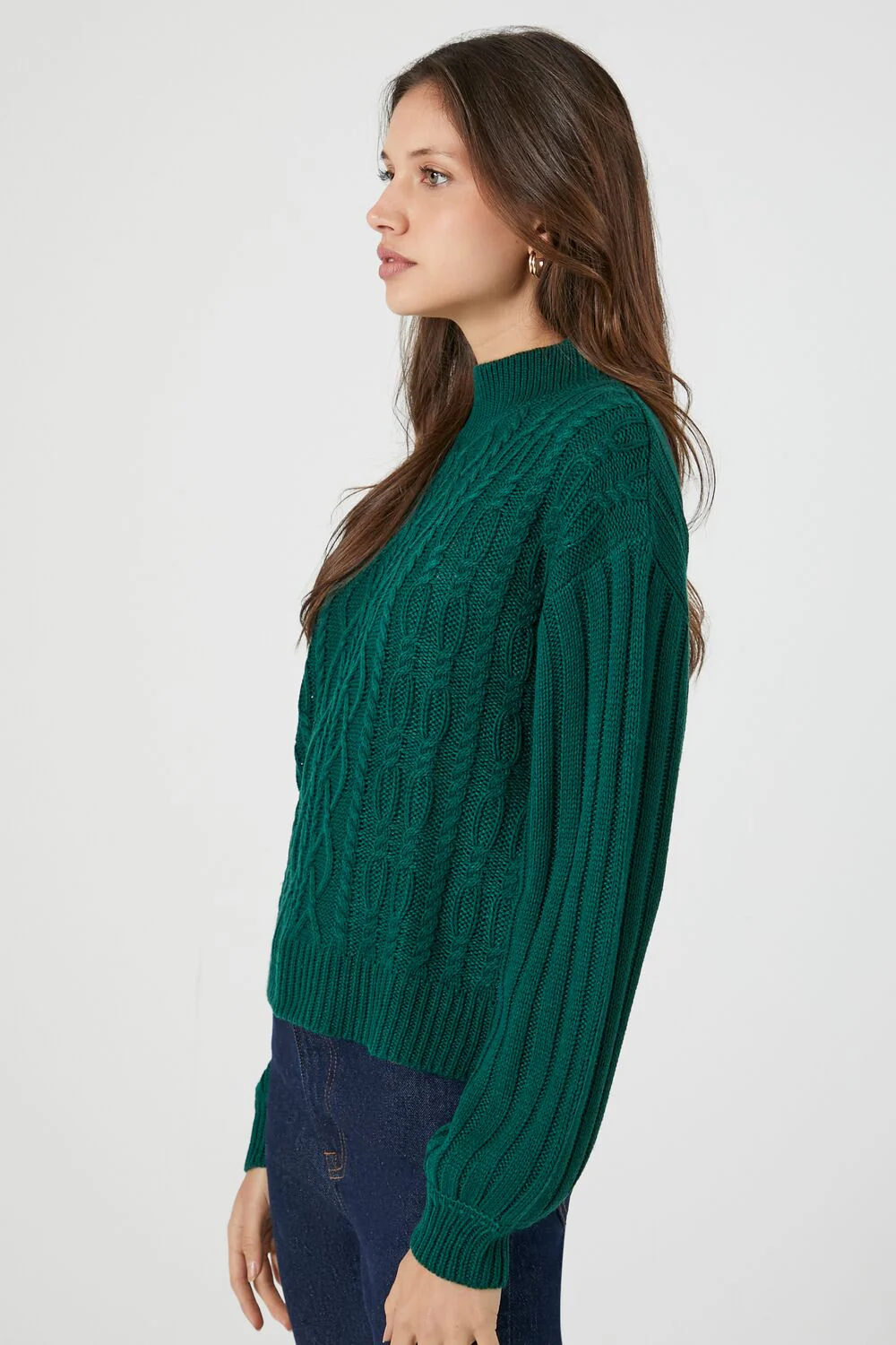 Cable Knit Mock Neck Sweater - Image 2