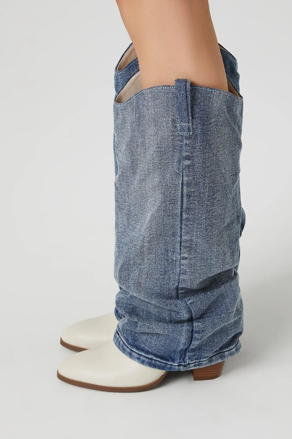 Denim & Faux Leather Boots - Image 2