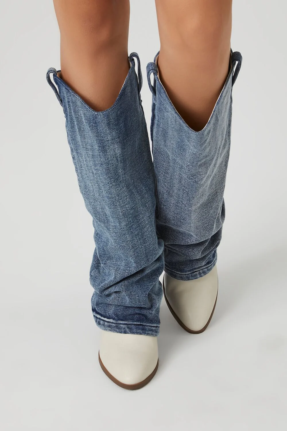 Denim & Faux Leather Boots - Image 4