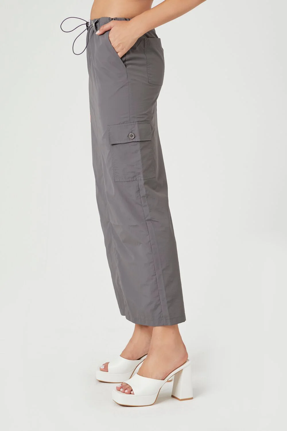 Twill Toggle Drawstring Midi Skirt - Image 3